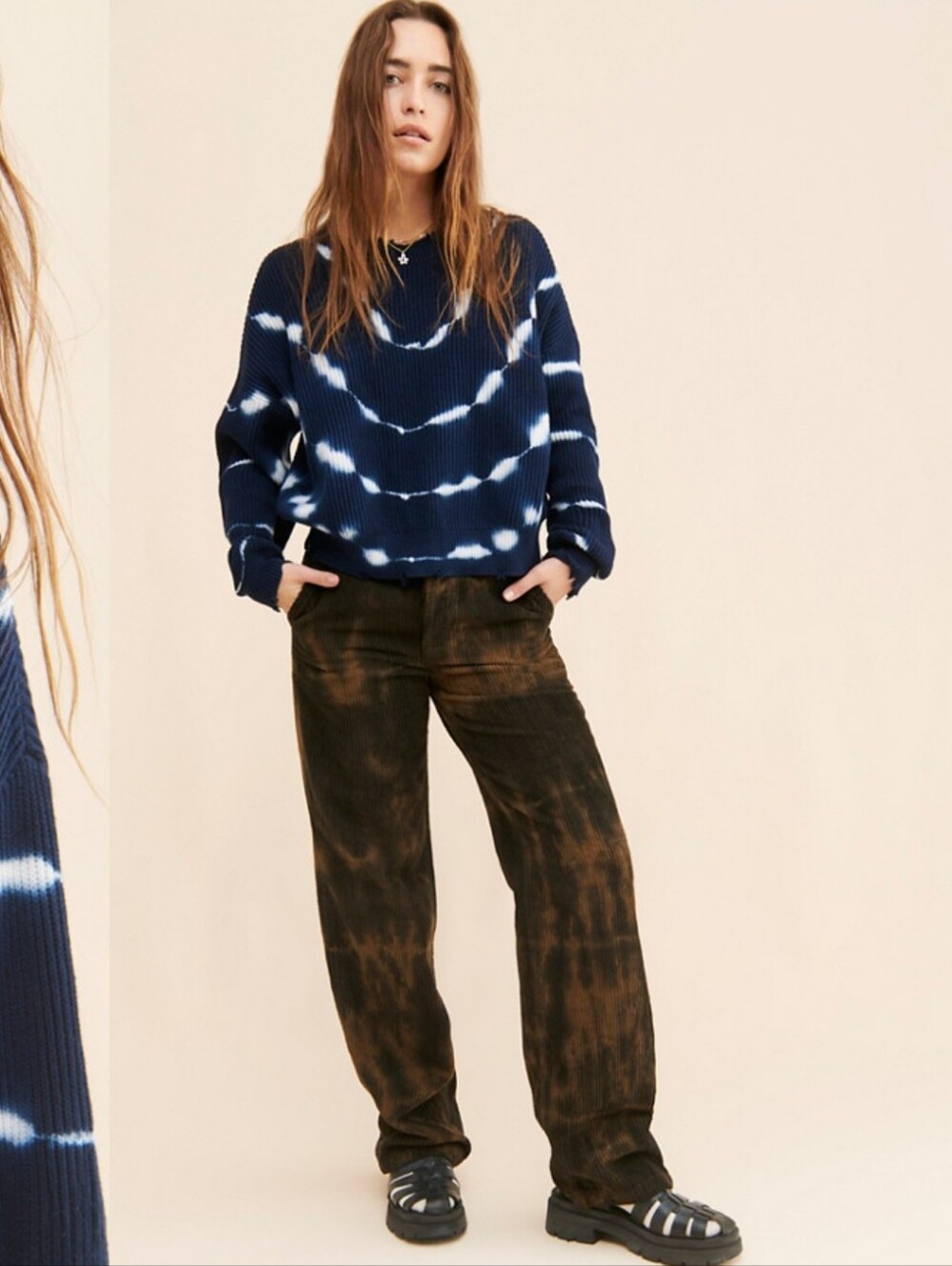 Pistola Eva Sweater Navy & White Tie-Dye Ribbed